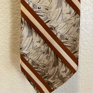 OLEG CASSINI men’s tie brown diagonal stripes